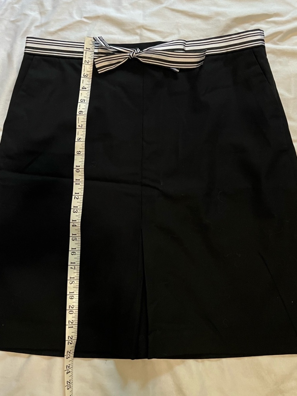 Talbots Black Mini Skirt with Striped Waist Tie